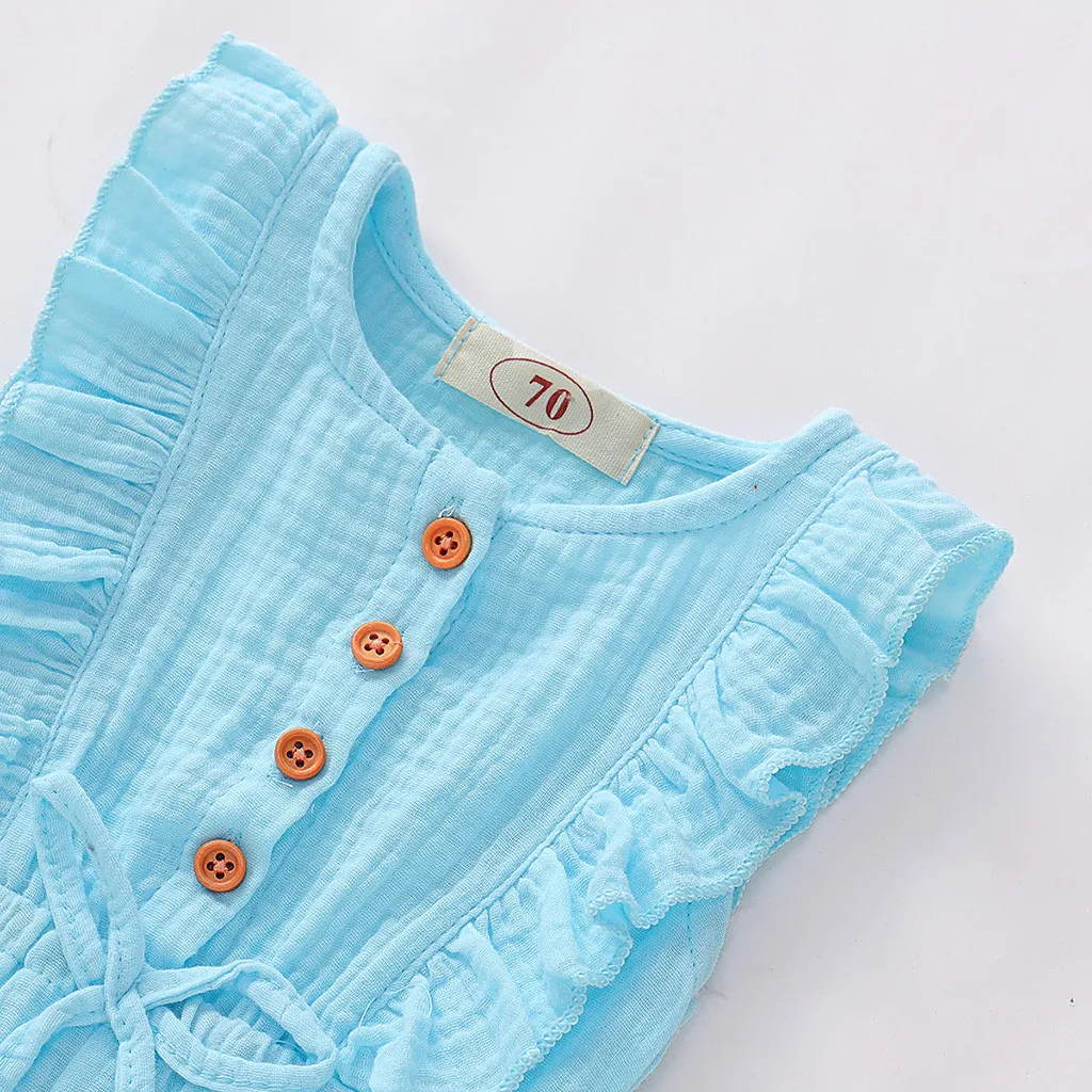 Детский комбинезон однотонный без рукавов на пуговицах для маленьких мальчиков