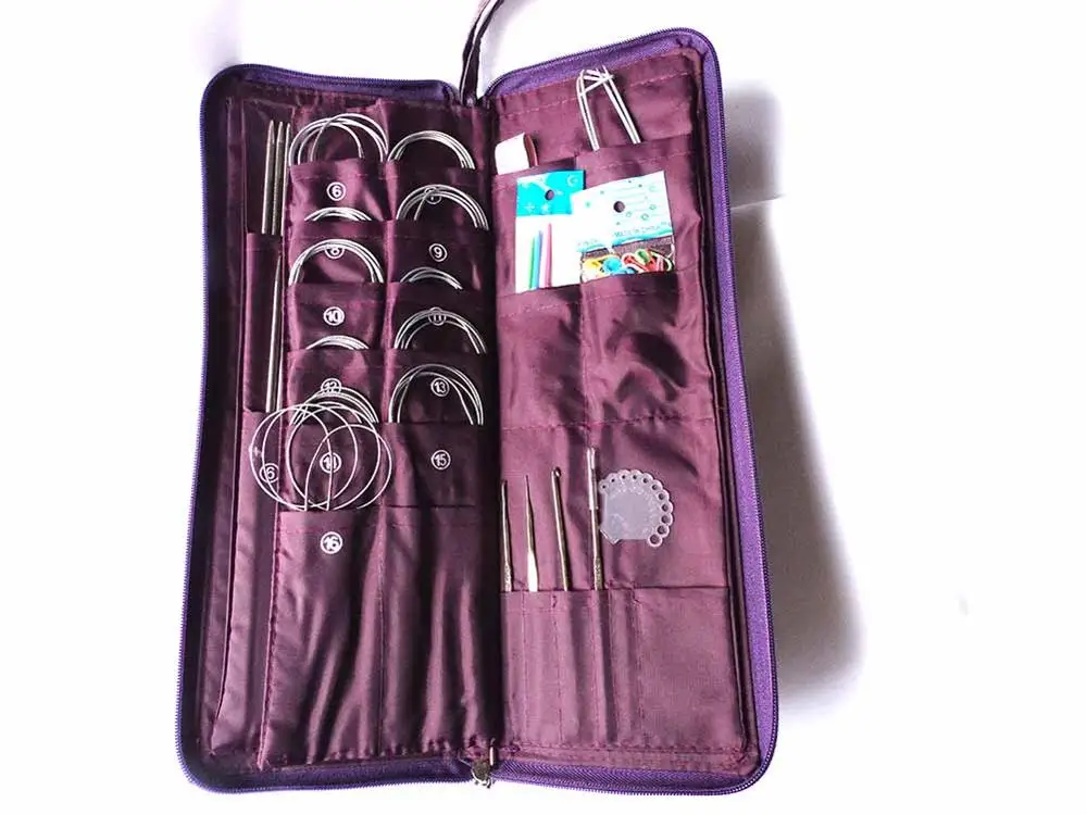Ring Circular Needles Crochet Hooks Stainless Straight Weave Stitches Knitting Craft Case Double Head Needle | Дом и сад