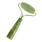 Массажный ролик для лица и тела с зеленым нефритовым камнем