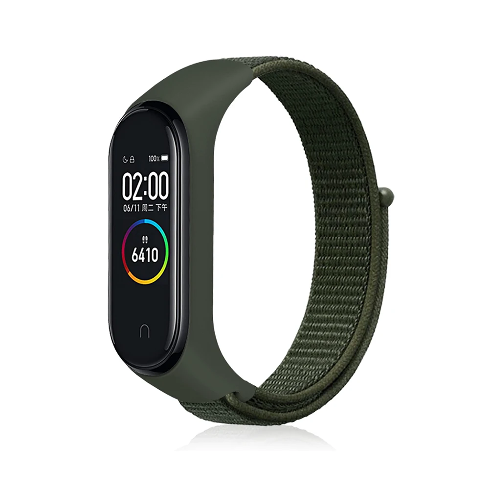 11 dark Olive Pulseira mi band 4 ремешок для xiaomi mi band 4 3 спортивный нейлоновый ремешок для часов дышащий браслет ремешок для часов Смарт часы аксессуары 4 - Цвет ремешка: 11 dark Olive