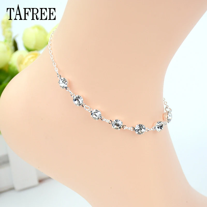TAFREE, простые и модные браслеты на ногу с кристаллами и бусинами,, женские блестящие цепочки, ювелирные изделия на ноги для пляжного отдыха