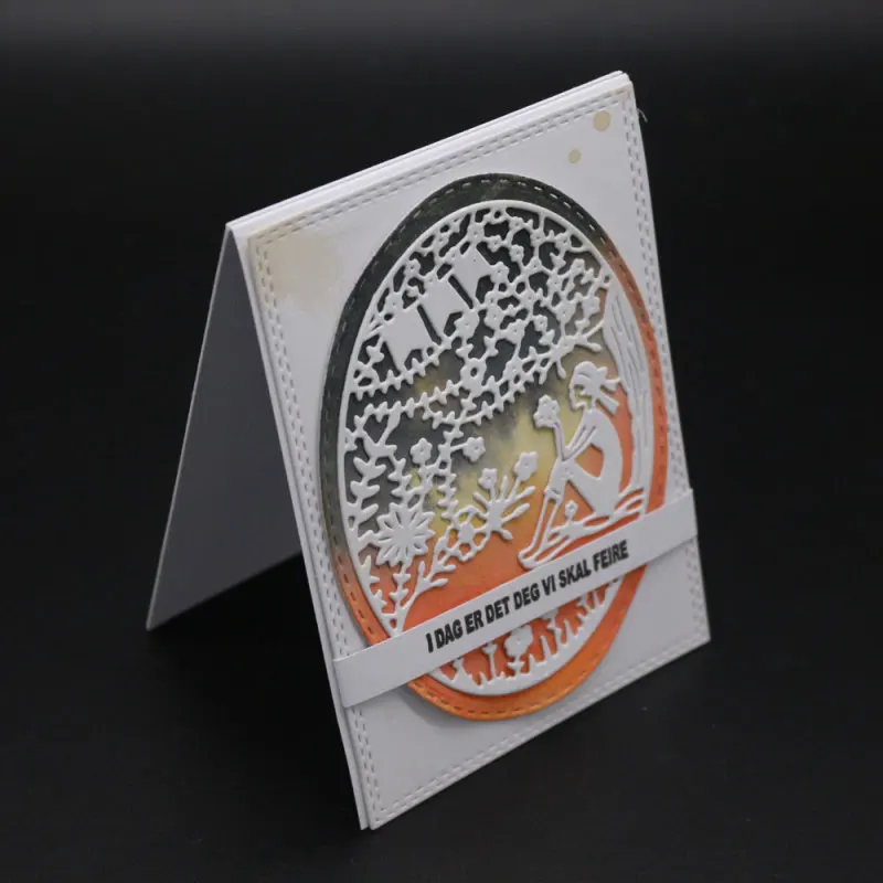 Металлический трафарет с овальной рамкой для девичьих цветов листьев украшение