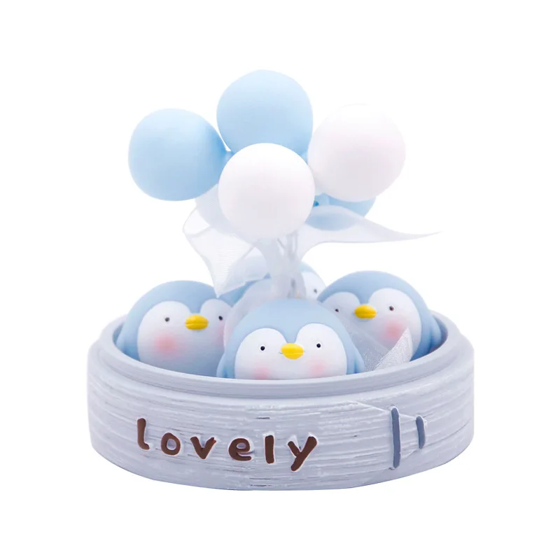 Маленькие украшения-пароварка с милыми мультяшными утками, пингвинами и воздушными шариками из смолы для домашнего декора. Новогодние подарки для детей - игрушки.