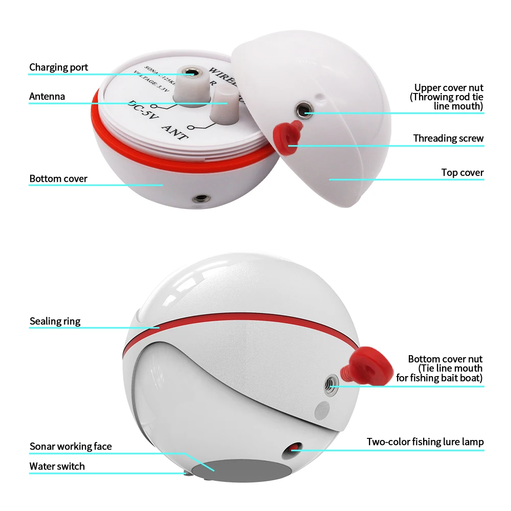 Эхолот Erchang беспроводной портативный с цветным ЖК-дисплеем и датчиком давления |
