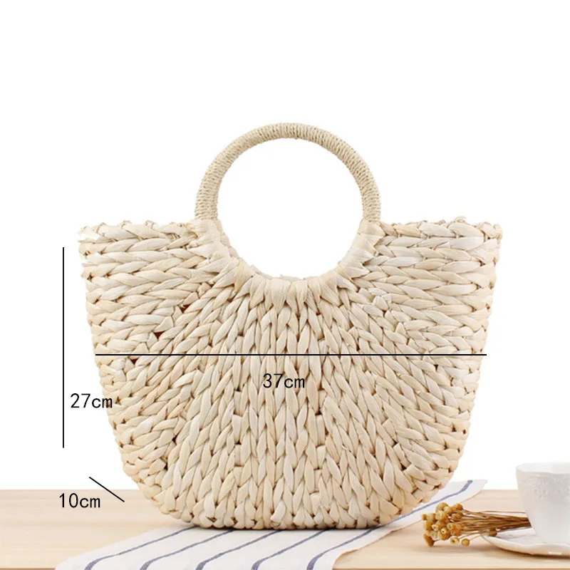 BD913Beige Круглая женская летняя пляжная соломенная сумка ручной работы, тканая маленькая ротанговая круглая сумка через плечо, Богемская Сумочка, Женская Новая мода - Цвет: BD913Beige