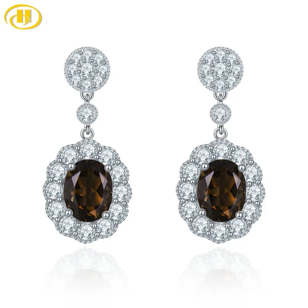 Hutang 7.20ct натуральная Драгоценная камень Лимон кварцевые серьги-гвоздики из