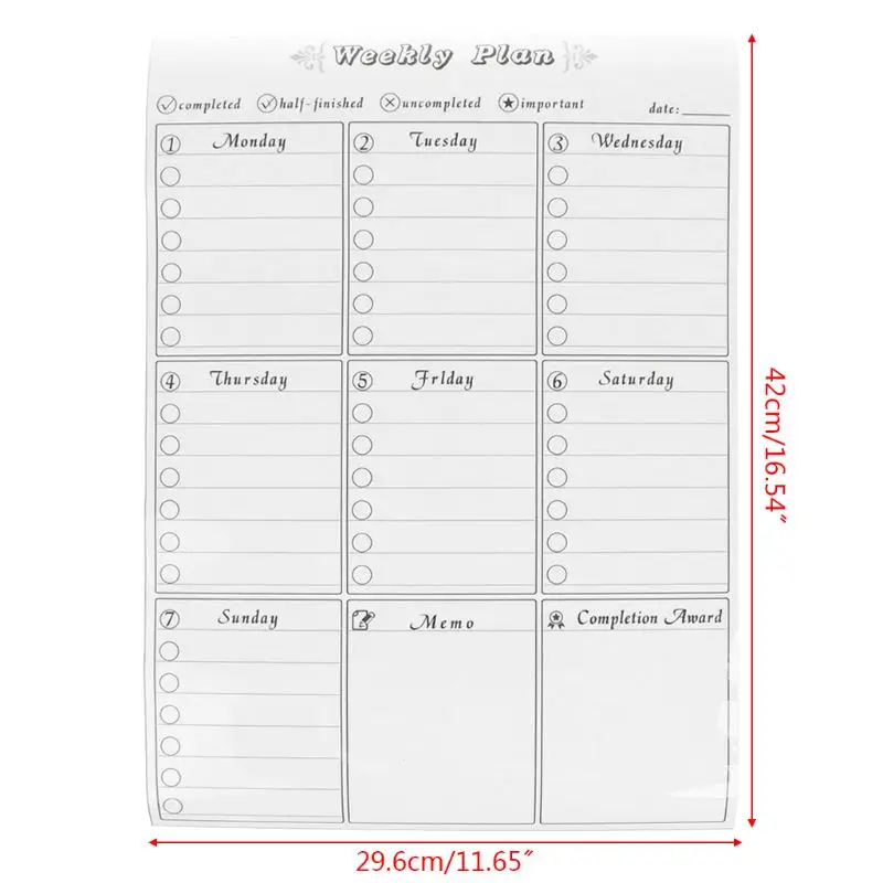 

Magnetic Refrigerator Wall Art Sticker Calendar Monthly Weekly Planner White Board Erase For Kitchen 42x30cm
