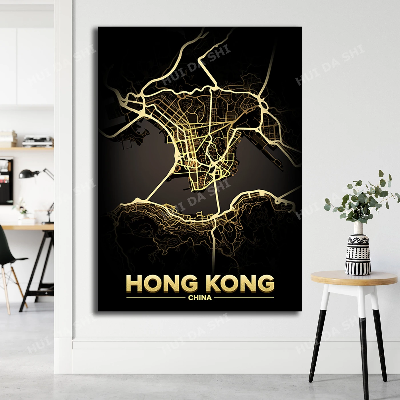 

Hong Kong - City Lights Poster Print Light Map Wall Art Posters
