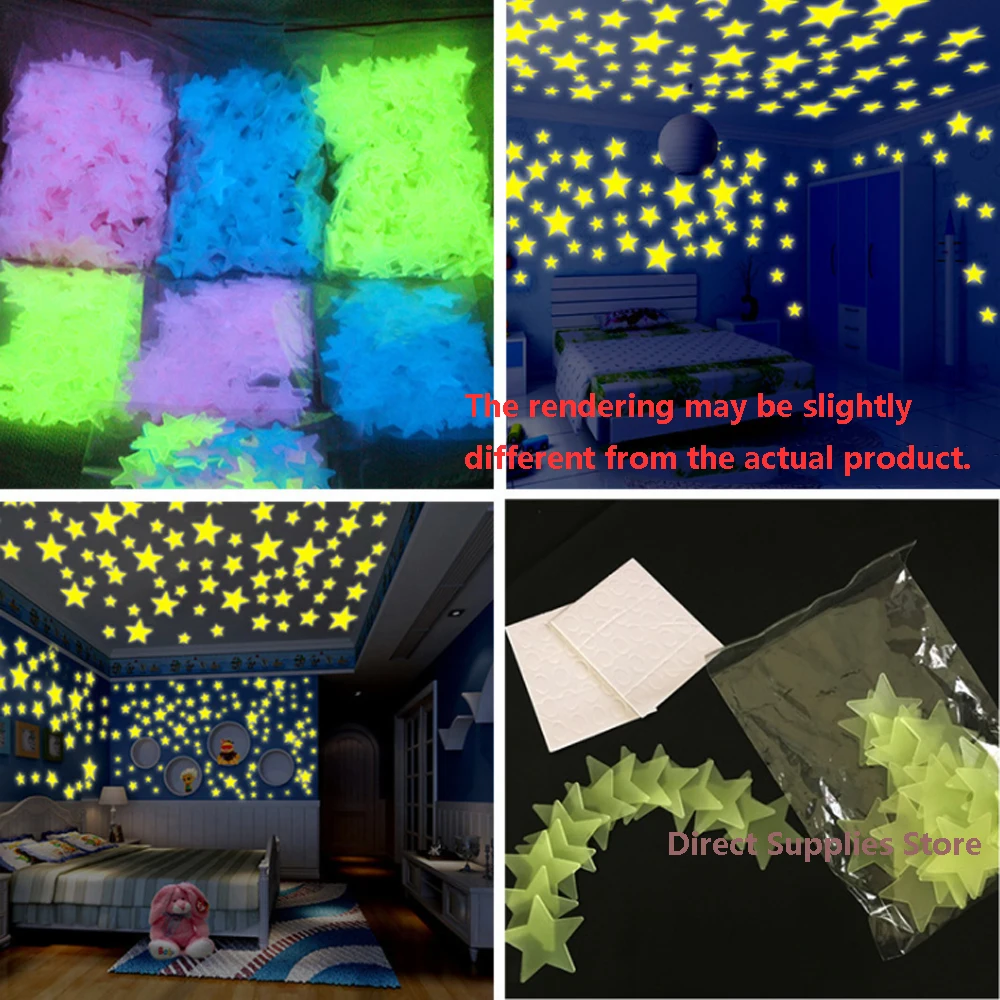 

Luminous Star Wall Sticker Children's Room Decoration Fluorescent Five Pointed Star Kindergarten Color Luminous Decoration