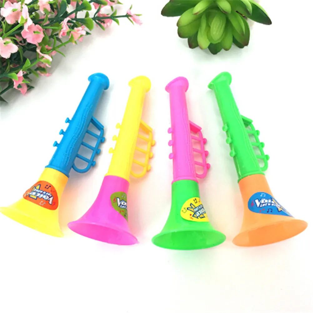 

1Pcs/lot Multi-Color Infant Playing Type Childrens Gift Baby Plastic Double Horn Hooter Trumpet Instruments Music Toys