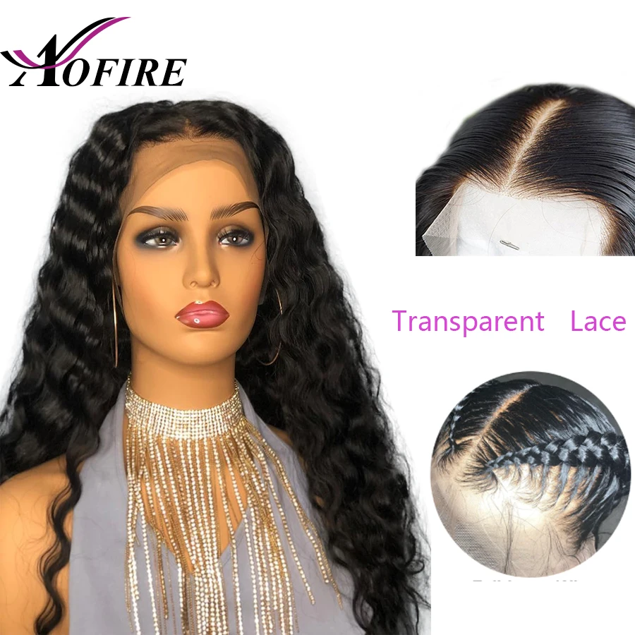 Парики из человеческих волос с прозрачной кружевной глубокой волной 13x 4/13X6
