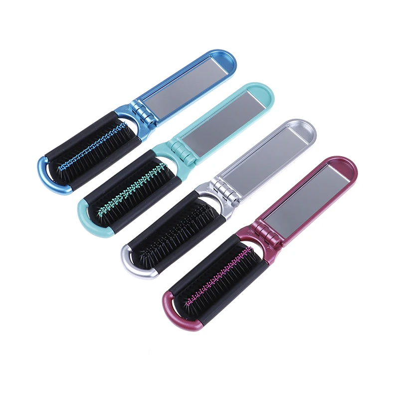 Складная Щетка для волос с зеркалом компактный карманный размер дорожный