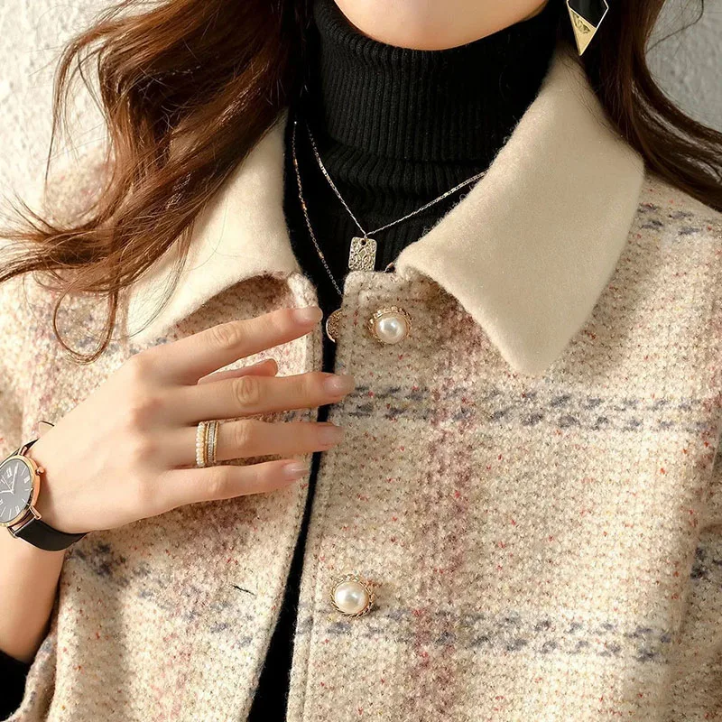 Fashion Woolen Women Jacket Autumn Winter New Mid Long Female Coat Korean Version Loose Warm Cloth Overcoat R1564 | Женская одежда