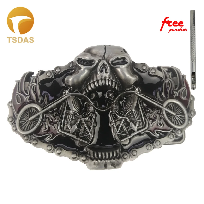 Пряжка для ремня в виде черепа с металлической серебристой отделкой стиле панк