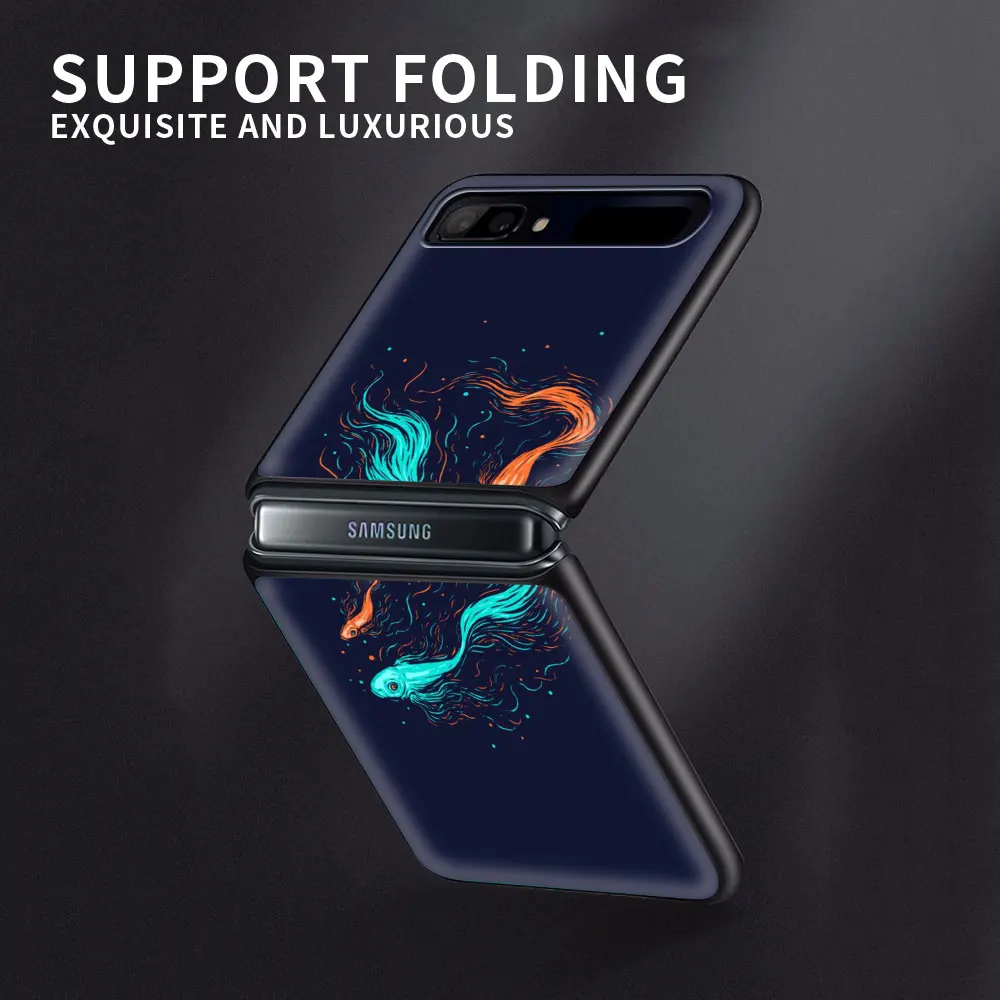

Fish Shark Whale Smartphone Shell for Samsung Galaxy Z Flip Caso Soft Shell Black Fundas TPU Coque Silicone Case
