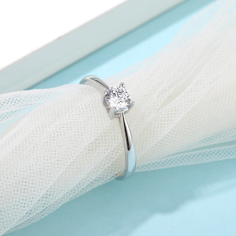 

Knobspin 100% 925 Sterling Silver Square Real 0.5 Carat D Color Moissanite Engagement Rings For Women Party Fine Jewelry Gift