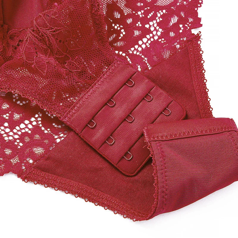 Sexy Body Women Push Up Strappy Cup Underwire Hollow Out Back Floral Pattern Bodysuit Lingerie Bra with Openable Crotch | Женская одежда