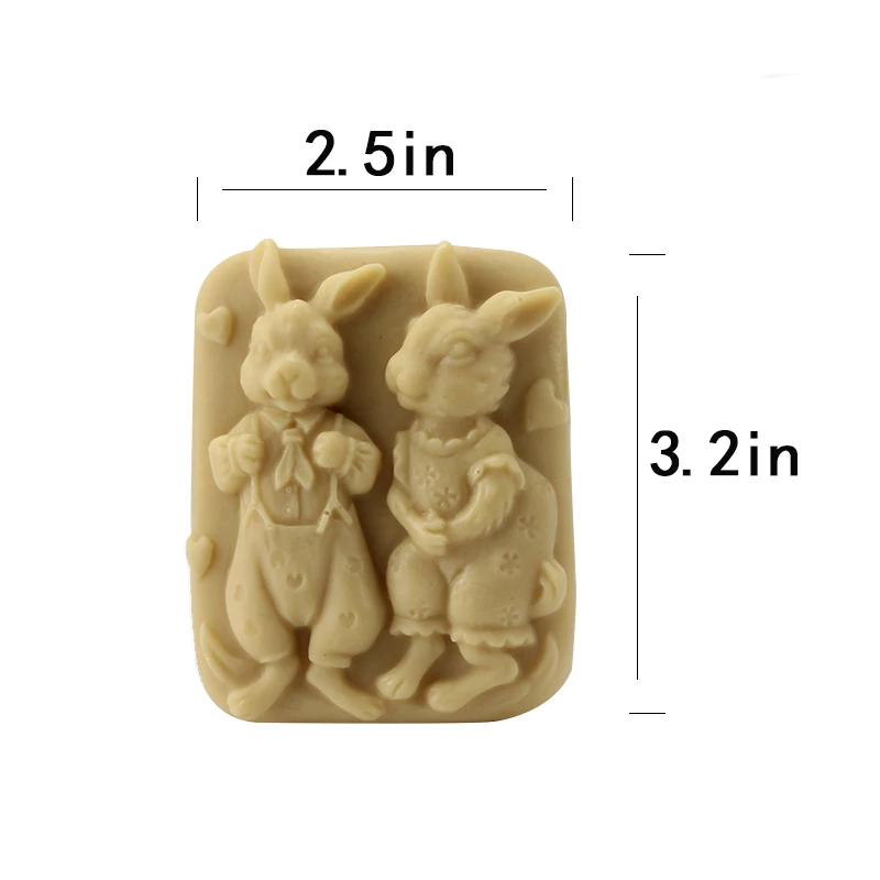 Силиконовая форма для мыла влюбленных с рисунком кролика|candy moulds|soap silicone moldsilicone