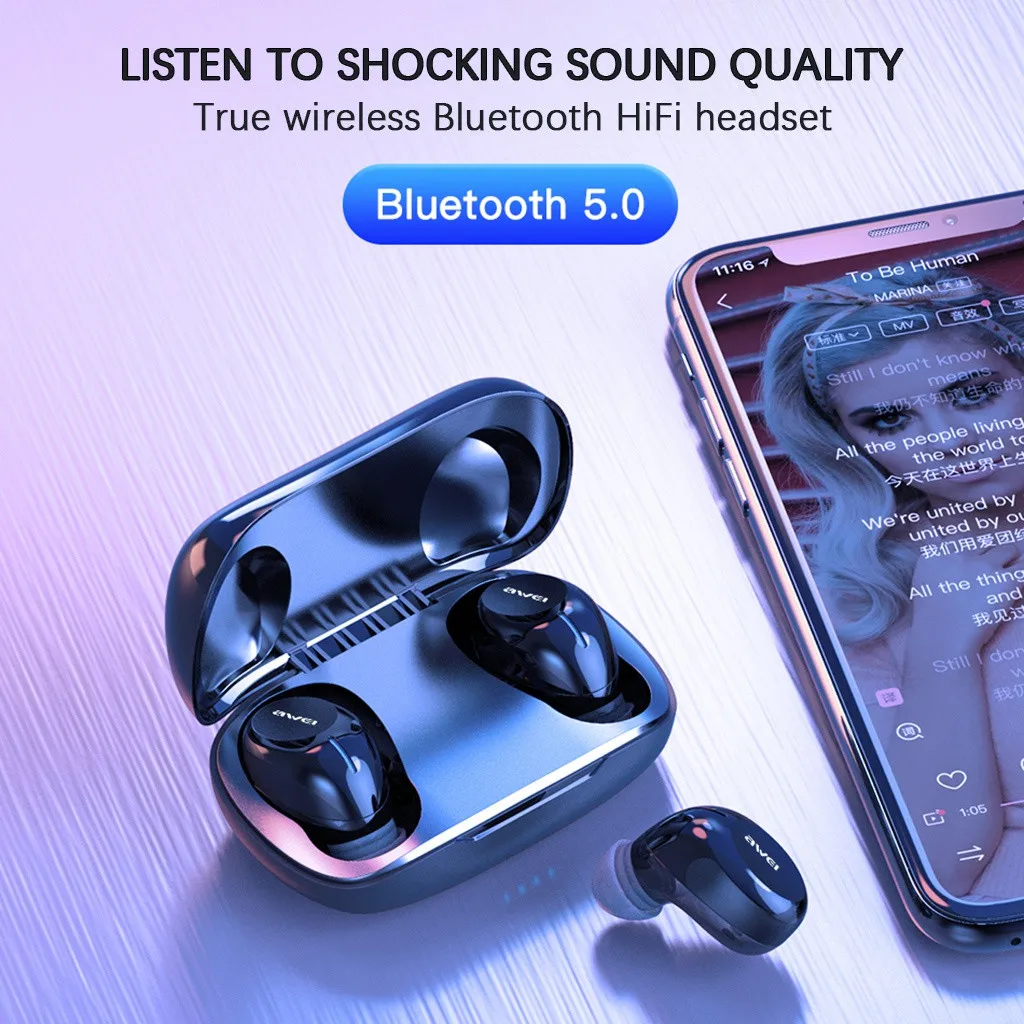 Миниатюрные Наушники AWEI T20 с Bluetooth 5 0 беспроводные наушники-вкладыши