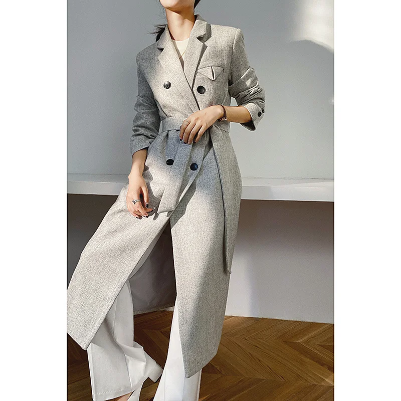 

Австралийское шерстяное пальто средней и длинной длины, женское облегающее зимнее утепленное пальто выше колена, новый стиль, 2021