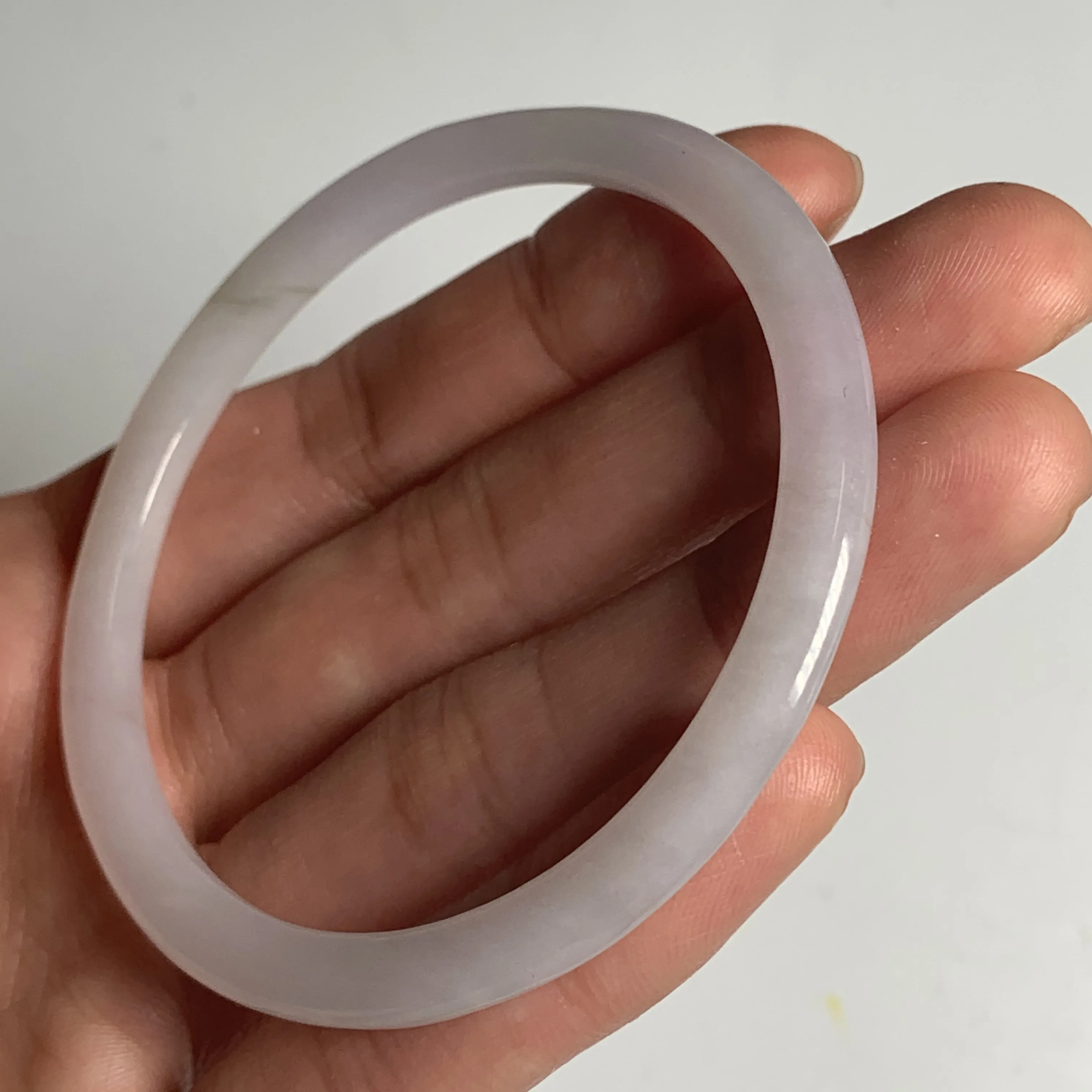 53.5mm Natural Ice Grade A Jade Thin Bangle green Burma Jadeite hand carved Lady Chain Female bracelet Myanmar Type stone | Украшения и