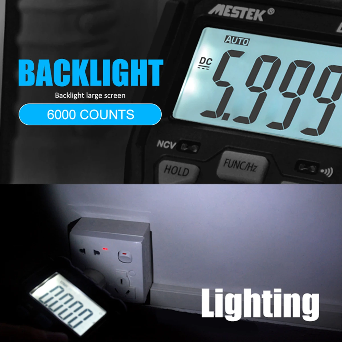 MESTEK DM90A 6000 отсчетов True RMS LCD Цифровой мультиметр DC/AC напряжение/ток Измеритель
