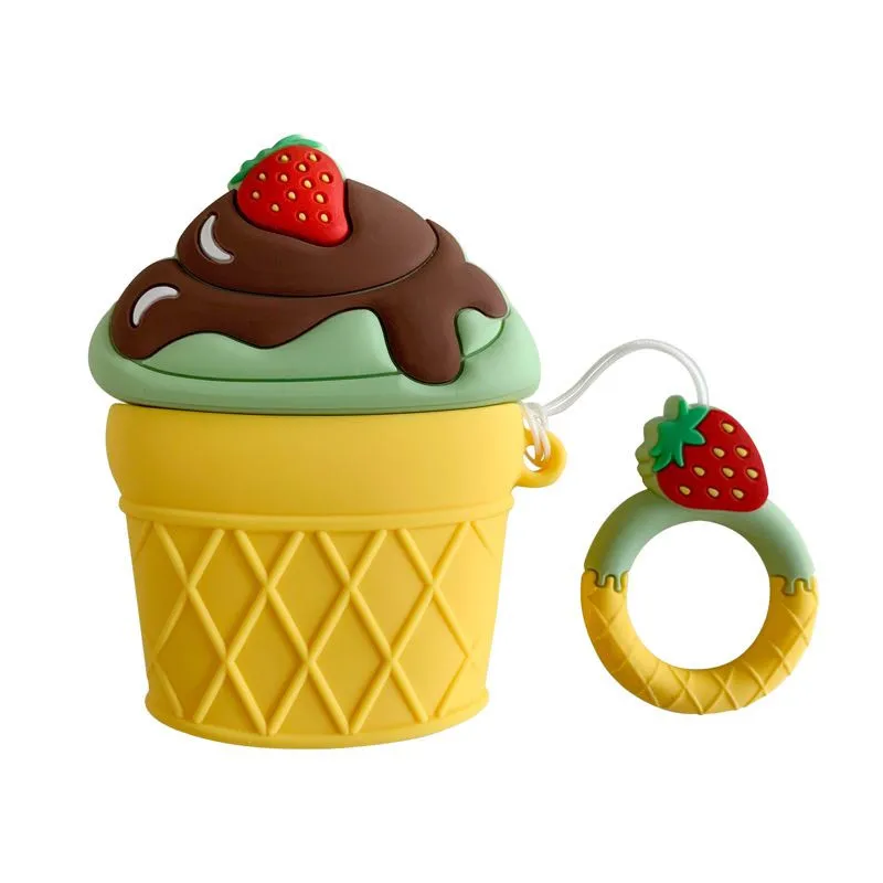 Silicone Protective Bag for Apple Airpods Wireless Earphone Cake Pendant Decorative Case Accessories Cover | Электроника