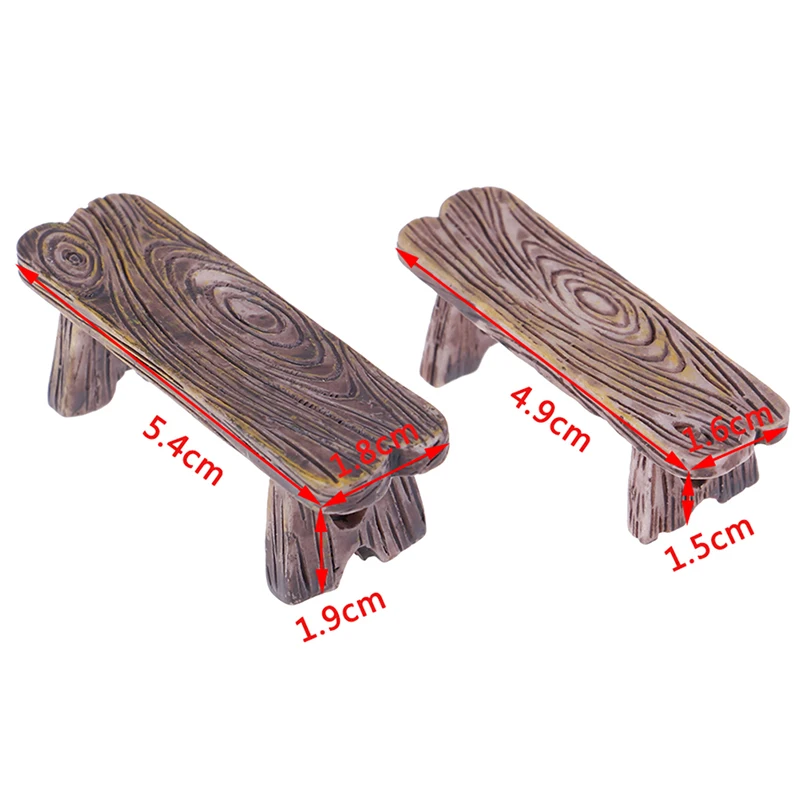 

2pcs Cute Wooden Chair Stool Fairy Garden Miniatures Decor Couple Bench Action Figurine DIY Micro Gnome Terrarium Gift