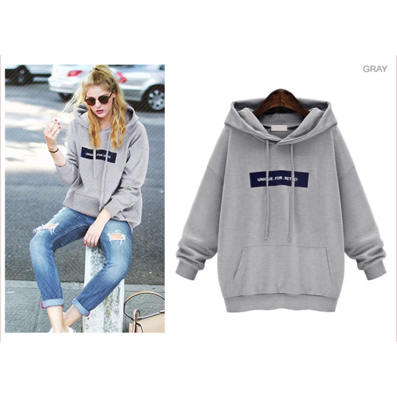 Толстовки Женская худи розовый и серый свитшот большого размера толстовки