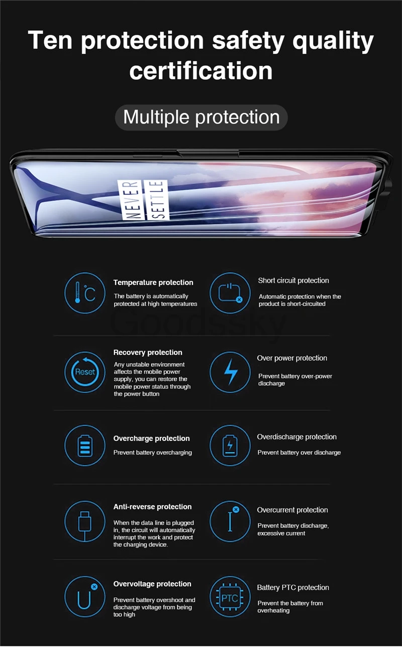 Тонкий чехол для зарядного устройства для Oneplus 7 T, внешний аккумулятор, запасная задняя крышка для One Plus 7T Pro 1+ 7 T, задняя крышка с зажимом для аккумулятора, чехол для телефона s