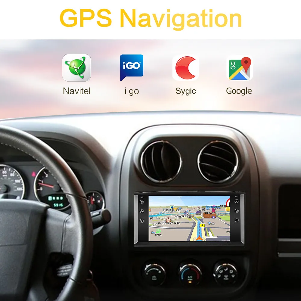 Автомагнитола 2DIN для Jeep Cherokee 8 1 2009 2008 2010 Wrangler Dodge Chrysler Compass GPS Android 2016|Автомобильные