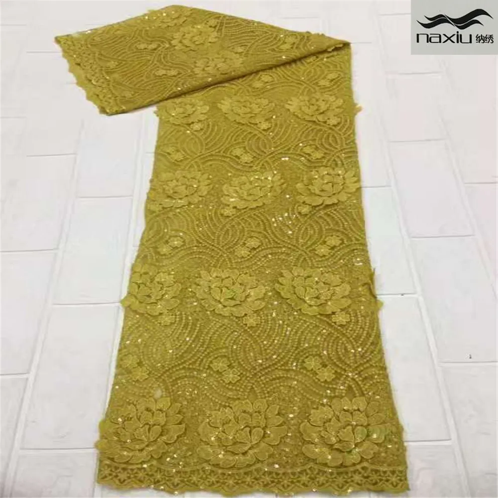 

Madison Hot Sale Nigerian Tulle Lace Fabric African Lace Fabric with Sequin Embroidered French Lace Fabrics for Bridal Materials