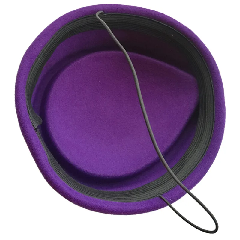 

Women Ladies Stewardess Hat Wool Fedoras Hats Elegant Airline Costume Etiquette Cap For Women Professionals 6 Colors