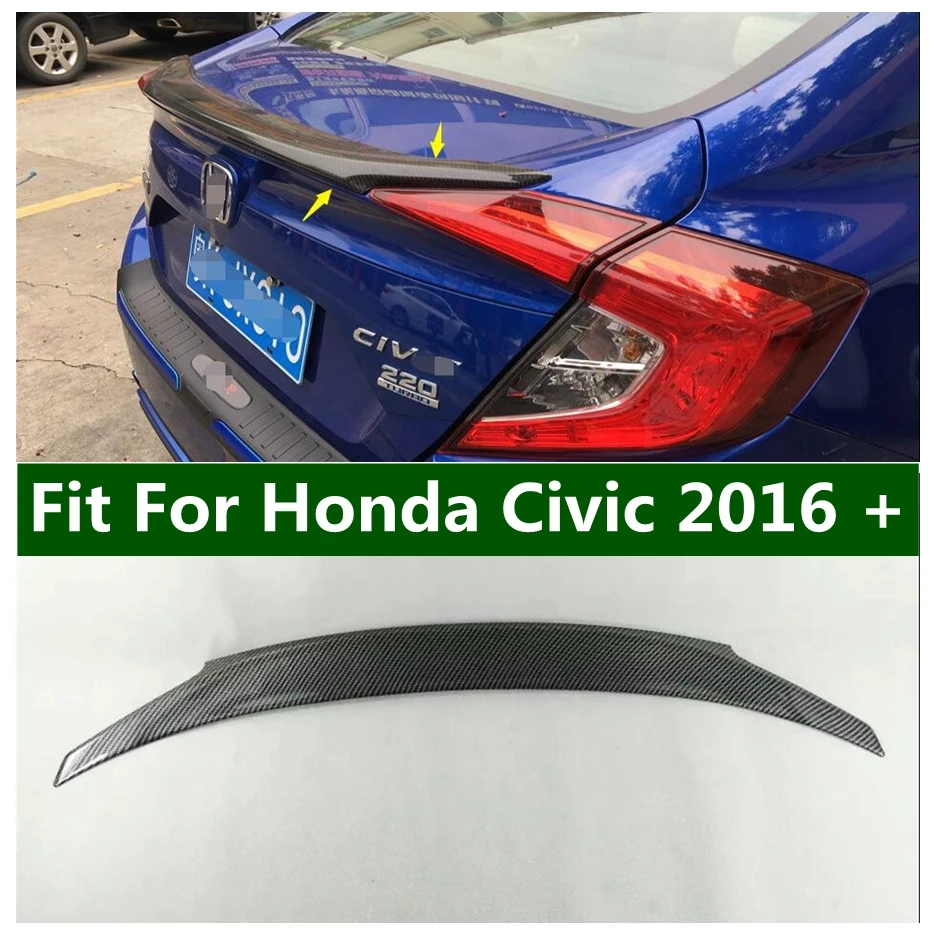 

Lapetus High Quality ! Rear Trunk Lid Cover Tailgate Spoiler Trim For Honda Civic 2016 2017 2018 Sedan Carbon Fiber Accessories