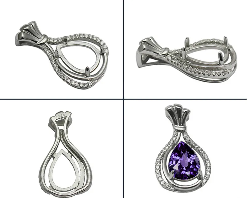 

Beadsnice Elegance 925 Sterling Silver Pendant Setting Fit 7x9mm Oval Stone Necklace Handmade Jewelry Making Supplies