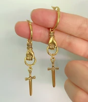 the dagger grip mini hoops earrings gothic earrings dangle earrings