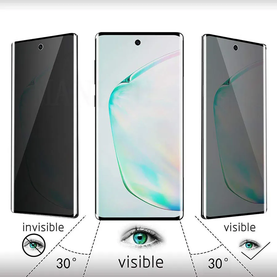 3D изогнутое антишпионское закаленное стекло для samsung Note 10 Plus, защитная пленка на весь экран для Galaxy S10 S9 S8 Plus S10e
