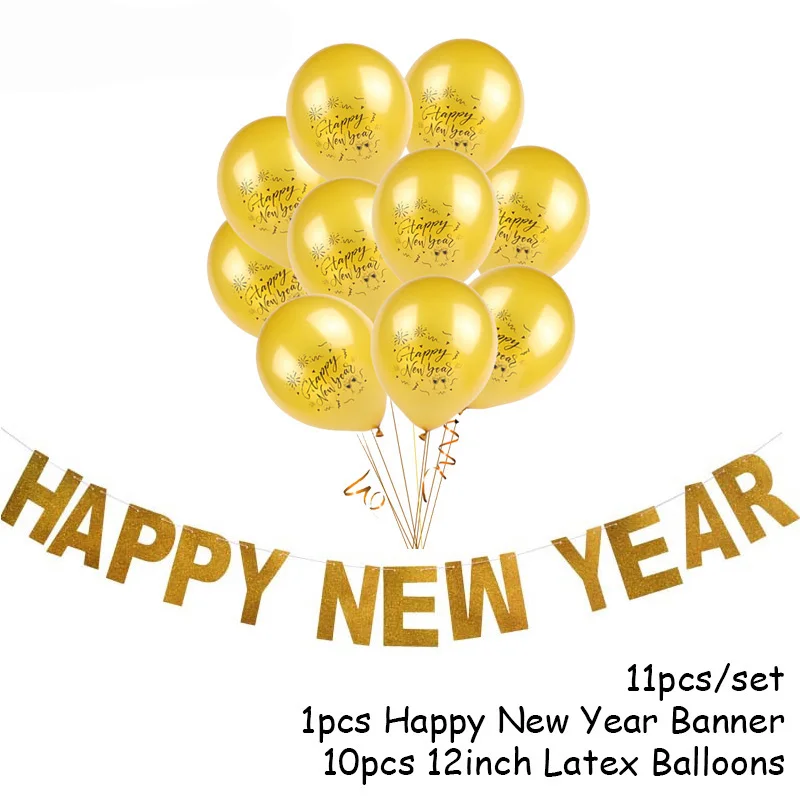banner balloon set 16 дюймов с новым годом шарики комплект год вечерние украшения воздушный шар рождественские украшения для дома с утолщённой меховой опушкой - Цвет: banner balloon set