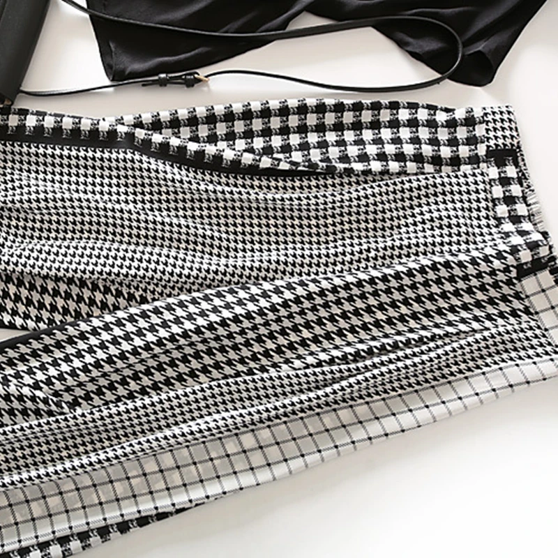 Модные комплекты для женщин шелковая футболка + клетчатые девять точек