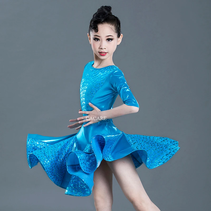 Блестящее платье для латиноамериканских танцев девочек детское танго сальсы