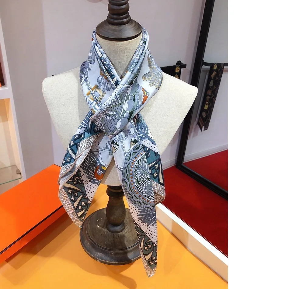 100% Шелковый головной платок Египетский скипетр модный квадратный шелковый