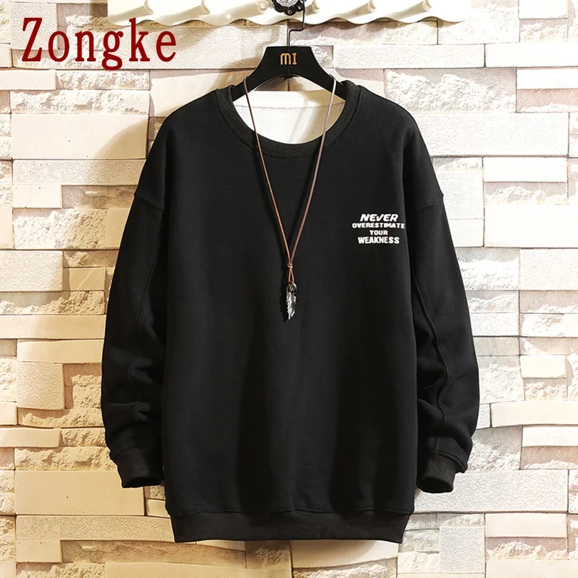 

Zongke Print Sweatshirts For Men Pullover Clothing Japanese Streetwear Men Sweetshirts Harajuku Tops 5XL 2021 New Arrivals