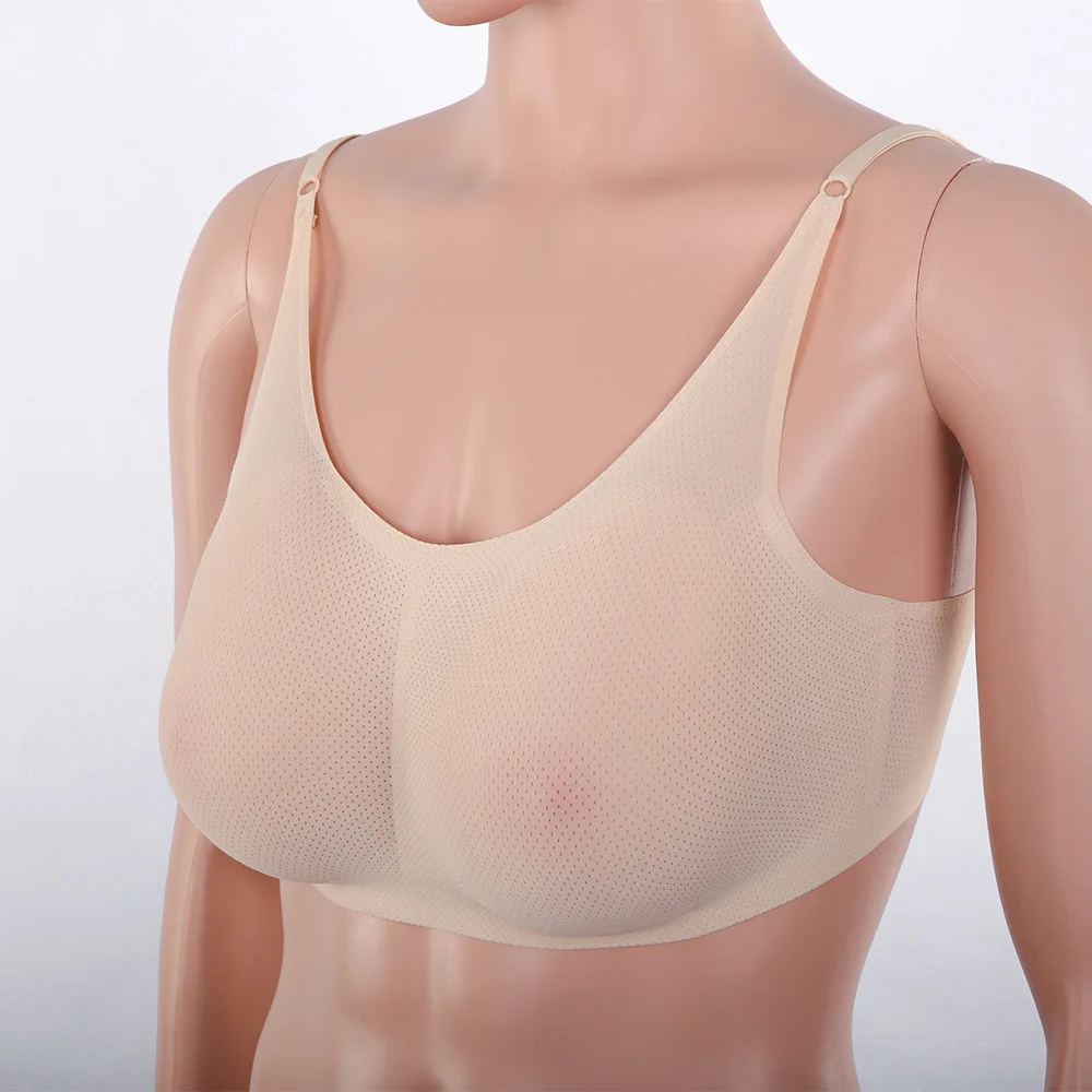 

A-E Cup Triangle Fake Breasts with Underwear Set Mesh Sexy Underwear CD Cross-dressing Silicone Prosthetic Breast Shapewear