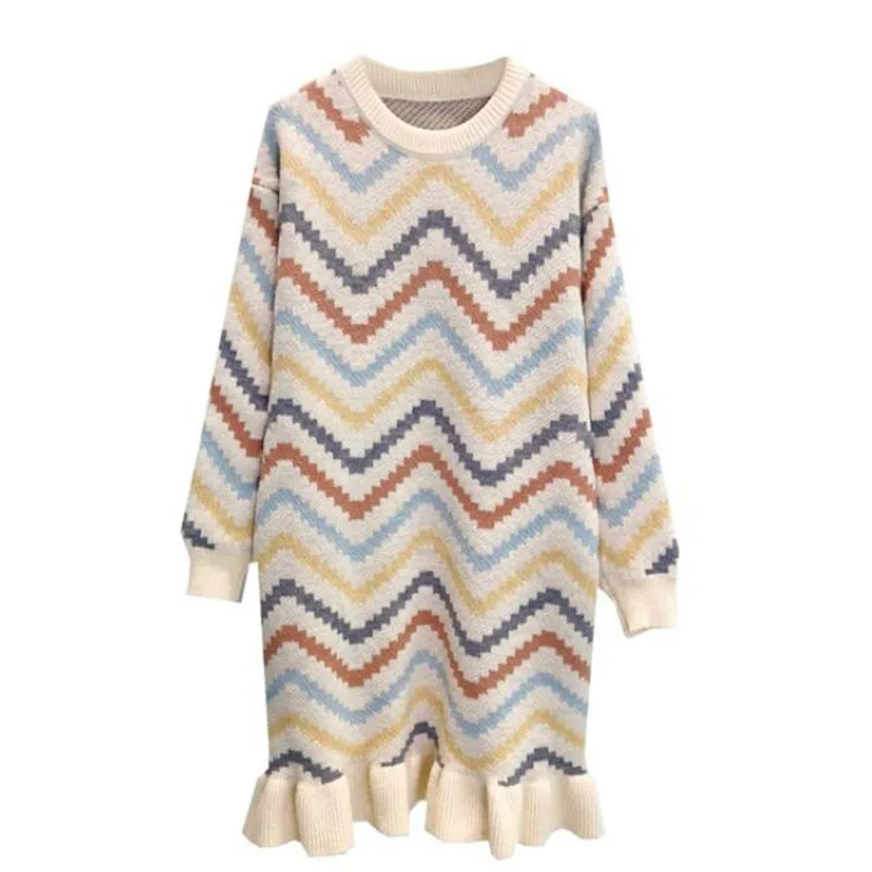 Женское трикотажное платье-свитер EORUTCIZ плотное базовое облегающее