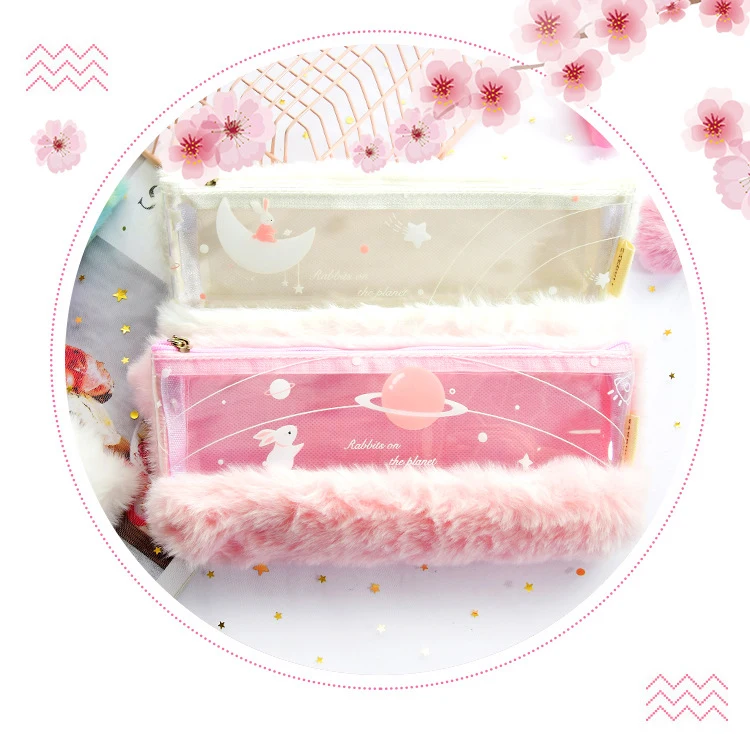 Милые розовые плюшевые кавайный чехол для карандаша детей обувь девочек