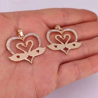 hzew 5pcs two swan heart pendant charm two colors charms for women man accessorie