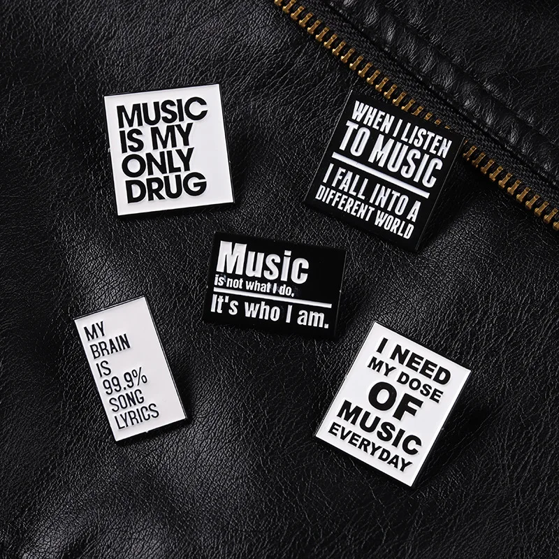 

Personality needs music daily brooch Creative cool quotes brooch about music Simple New male and female couple brooch As Gifts