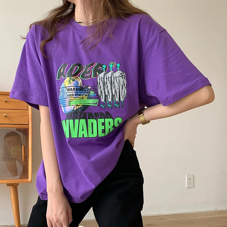 

ADER ERROR Invader T-shirt Men Women Alien Invasion Warn Adererror Tee Spaceship Mark ADER shirts