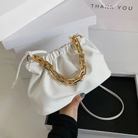 gold chain pu leather crossbody bags for women 2020 summer small shoulder handbags female solid color cross body bag