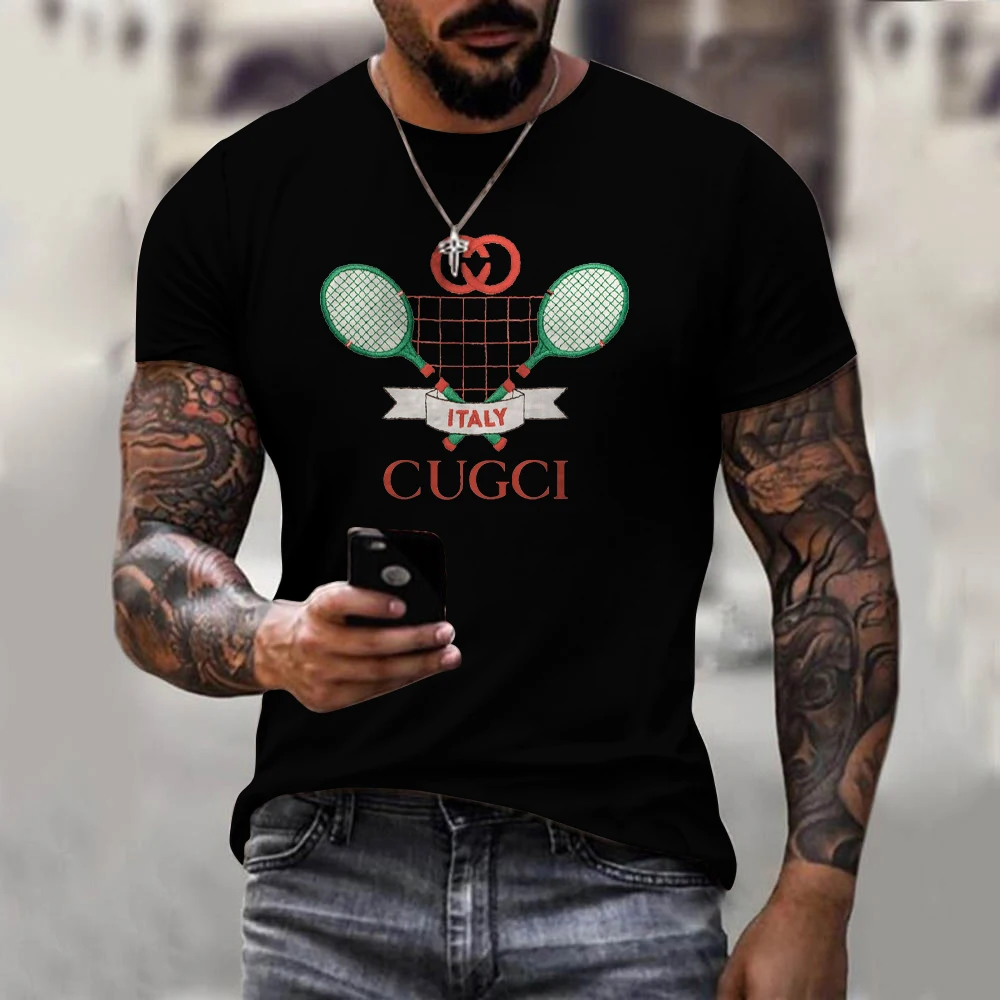 

2021 summer new men's tennis print Harajuku T-shirt casual wear stitching size 110-6XL fashion plus size men's clothing